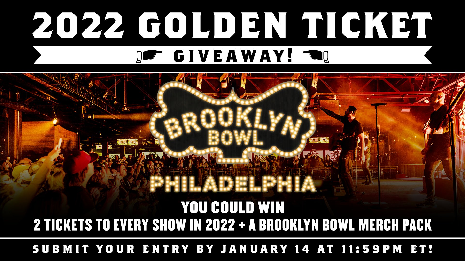 More Info for Brooklyn Bowl Philadelphia 2022 Golden Ticket Giveaway!