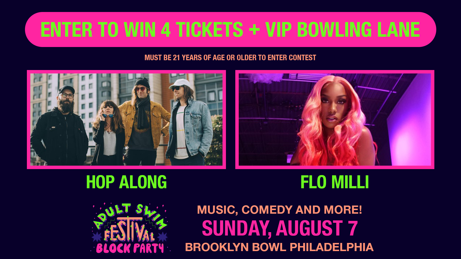 More Info for SUNDAY! Win Four (4) Tickets + VIP Bowling Lane for Adult Swim Festival Block Party