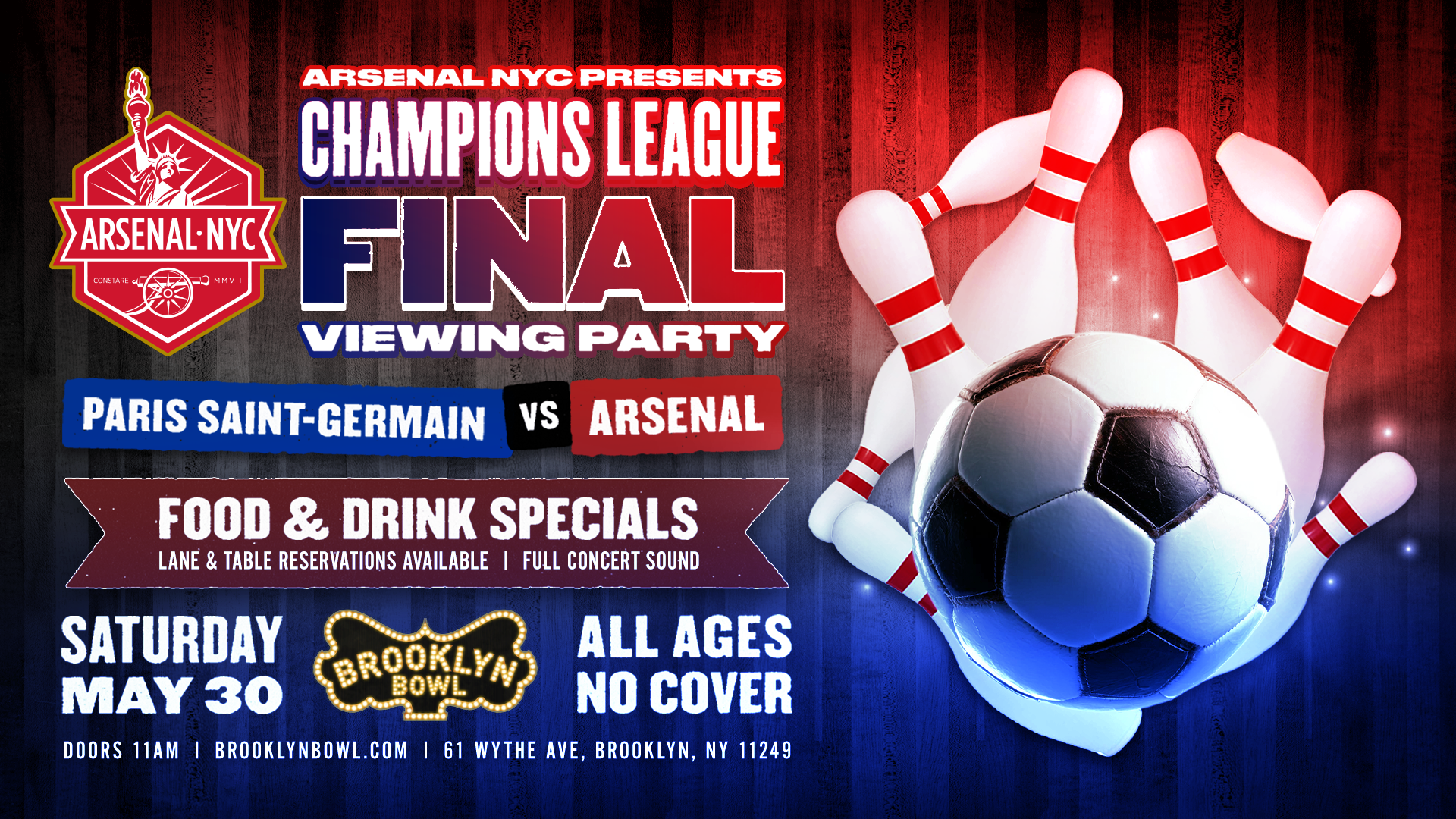 More Info for Champions League Final Viewing Party + Family Bowl!