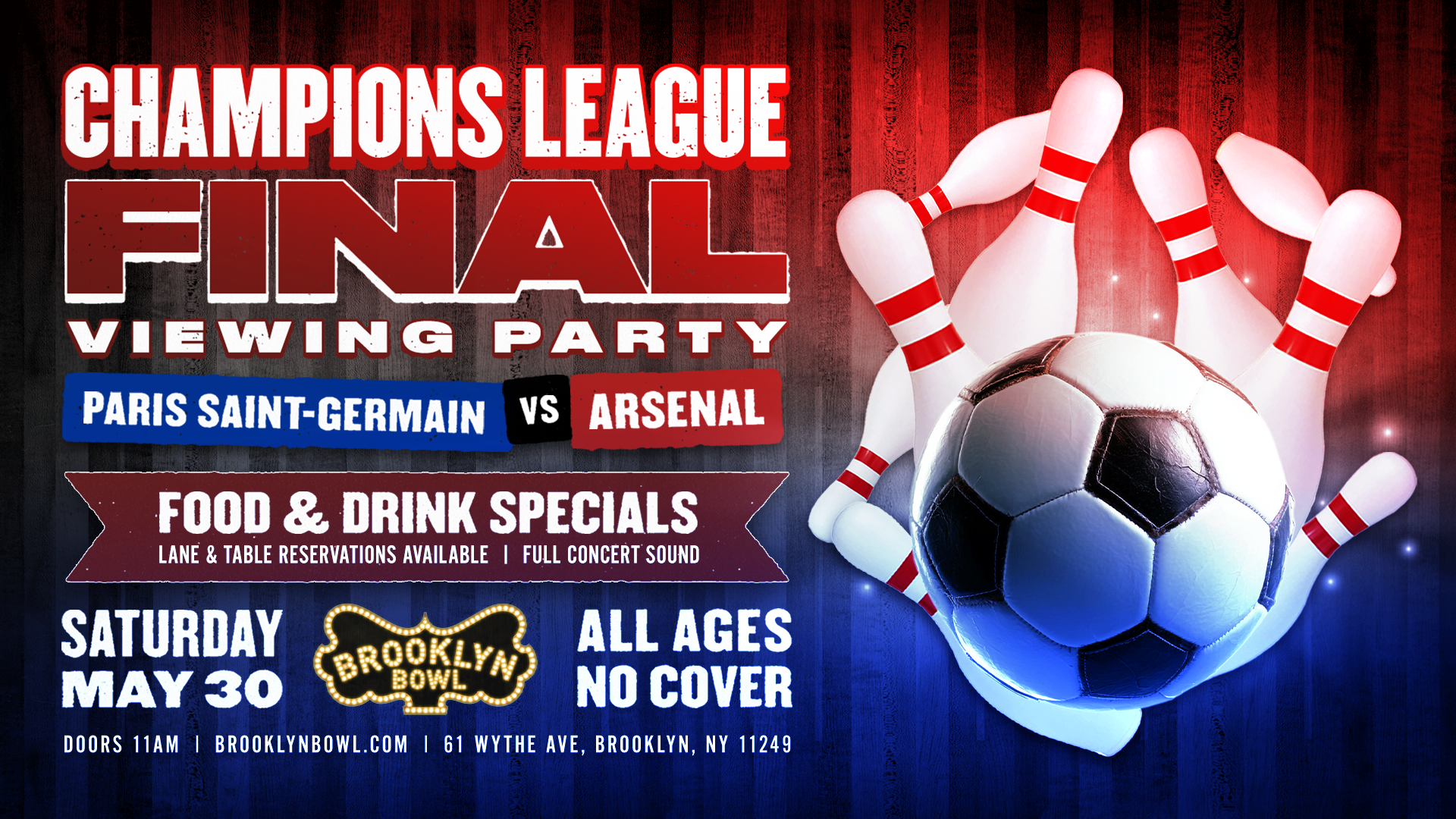 More Info for Champions League Final Viewing Party + Family Bowl!