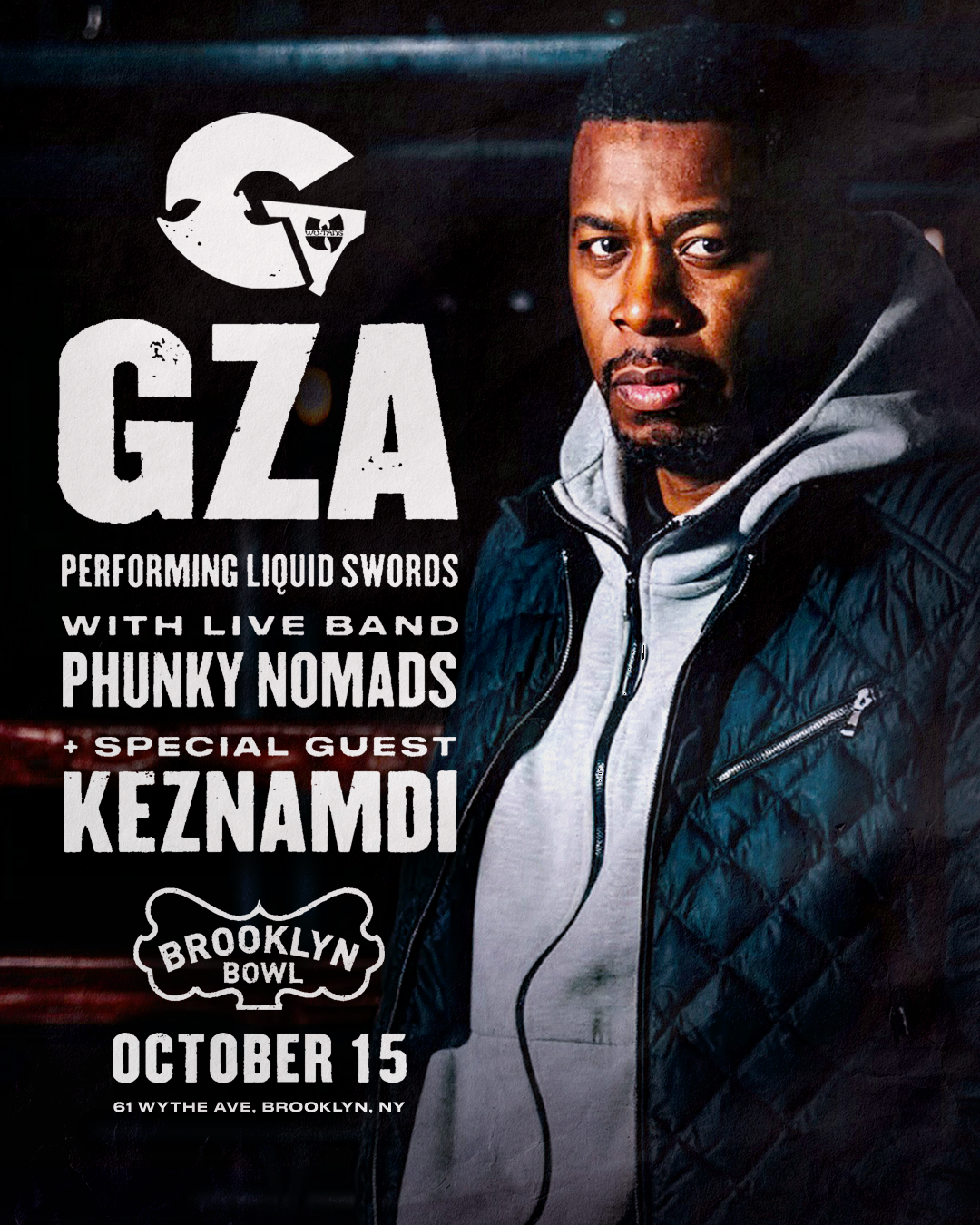 GZA (Performing Liquid Swords) w/ Phunky Nomads & Keznamdi